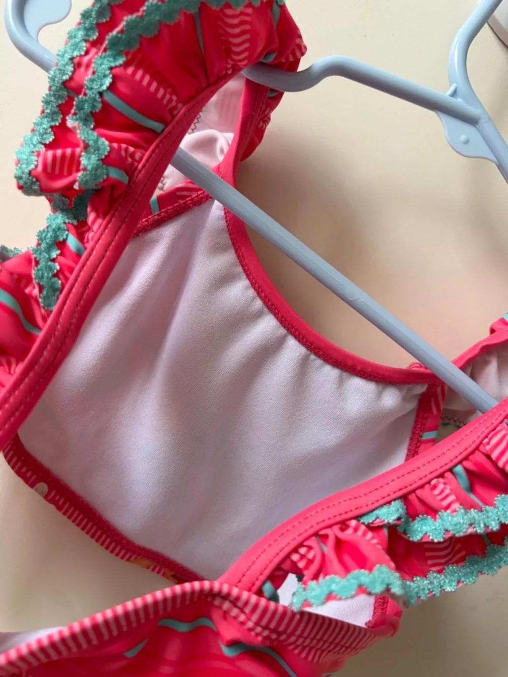 Disney Store Girls Pink Floral Ruffle Swim Top
